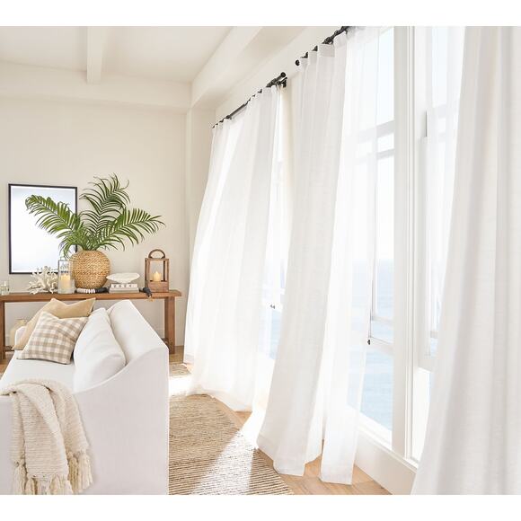 Pottery Barn Emery Linen Curtains 50" W x 84" L Light Filtering Pair 2 Ivory - Picture 12 of 13